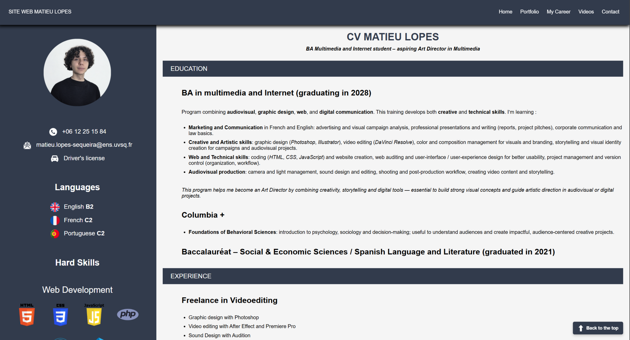 Portfolio HTML/CSS